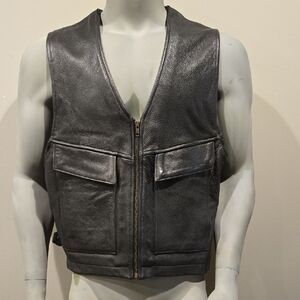 Unik Black Leather Utility Vest